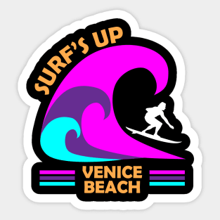 Synthwave Surfs Up on Venice Beach Sticker